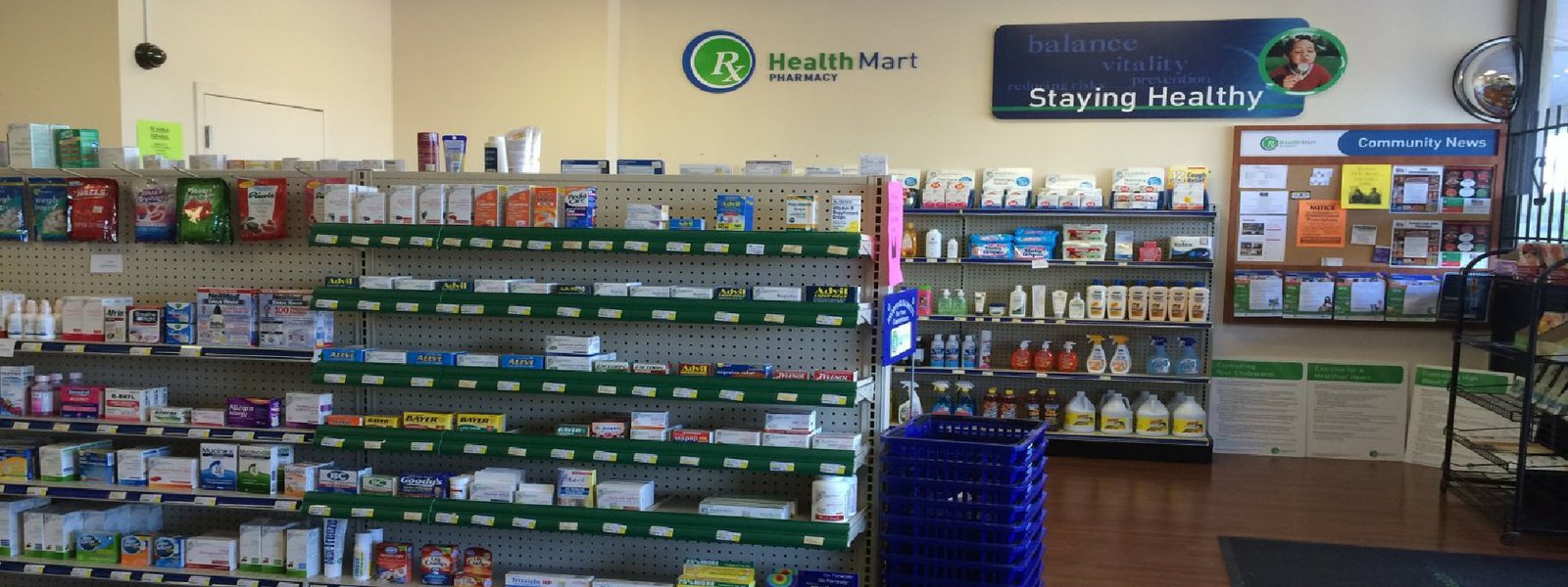 Inside Ricker Pharmacy — HealthMart staying healthy display
